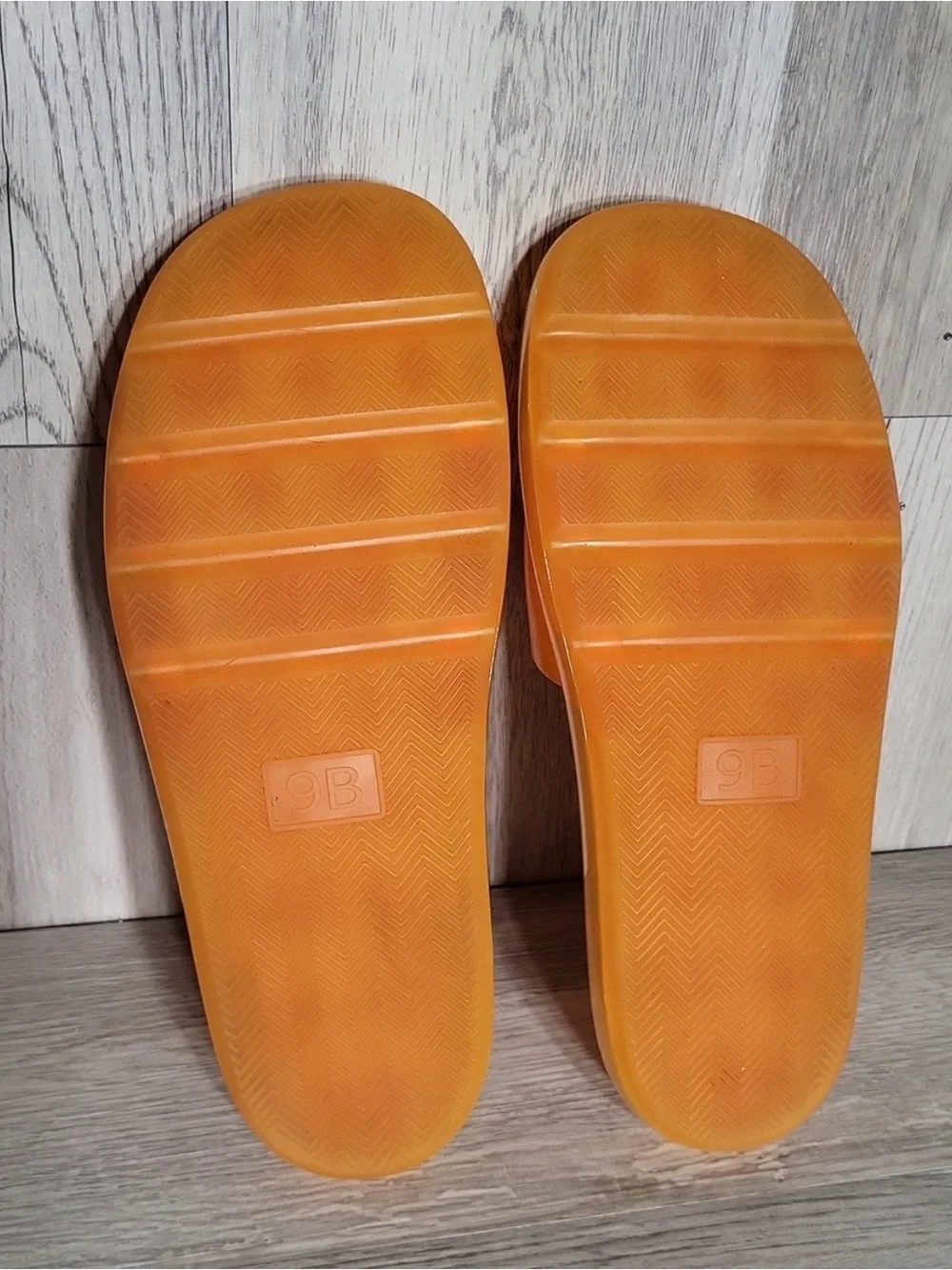Tory Burch Bubble Slide Sandals Orange Logo Platform Slides Womens 9B